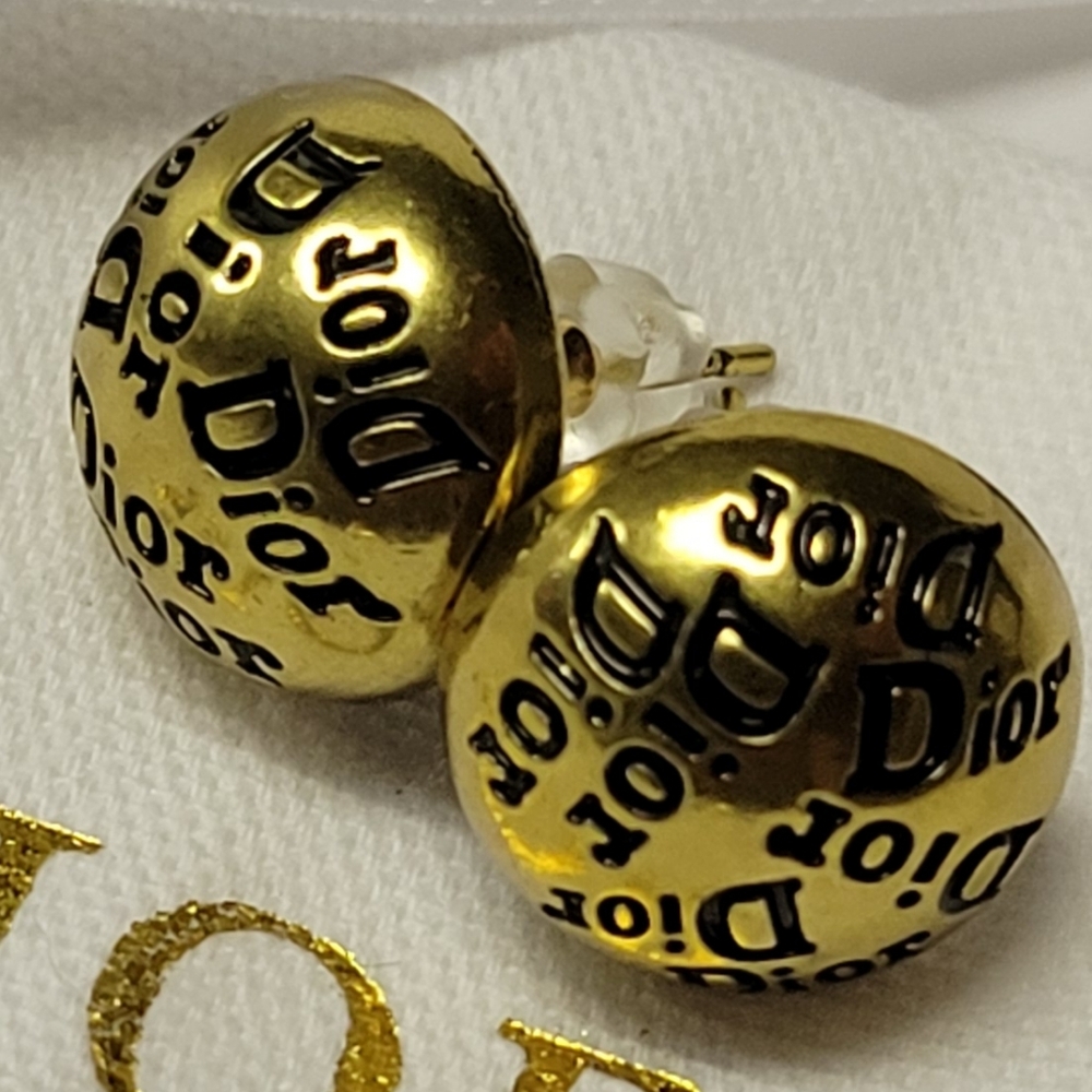 DIOR 1/2" Stud Earings, Dior Pouch & Ribbon With Full Price Purchase